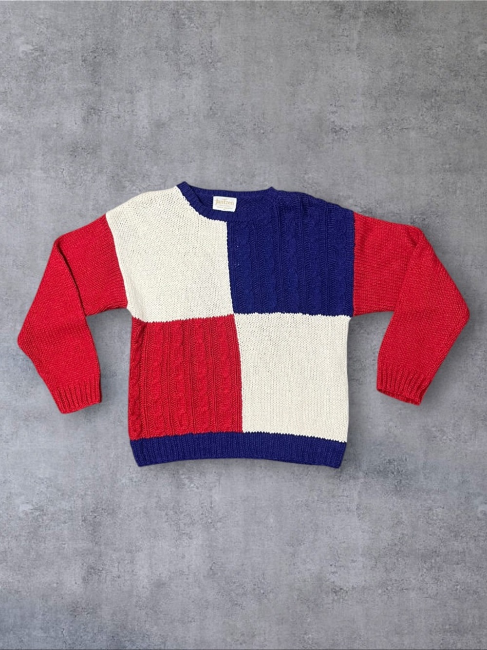 Vintage 70s Jantzen Silk Blend Colorblock Sz M Hand Knit Sweater